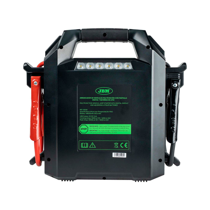 DÉMARREUR DE VÉHICULES MULTIFONCTION AVEC ÉCRAN NUMÉRIQUE ET BATTERIES AU LITHIUM DE 48 000 MAH - 12V/24V