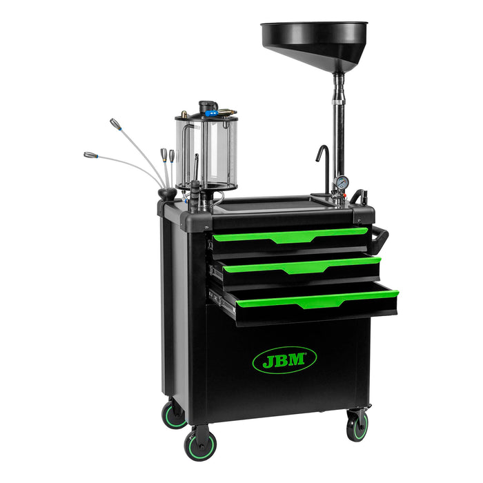 CARRO RECOGEDOR DE ACEITE CON SISTEMA DE ASPIRACIÓN Y COMPARTIMENTOS