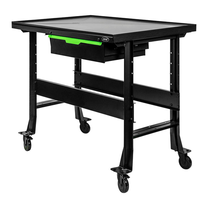 MESA DE TRABALHO MÓVEL COM SISTEMA DE DRENAGEM, DEPÓSITO E GAVETA PORTA-FERRAMENTAS