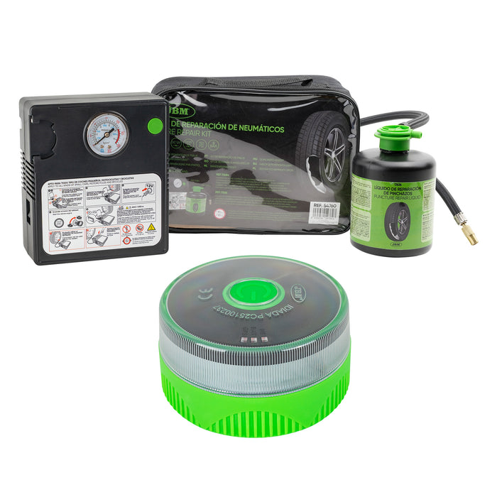 VEHICLE KIT - GEOLOCATABLE V16 BEACON + TIRE REPAIR SEALANT KIT