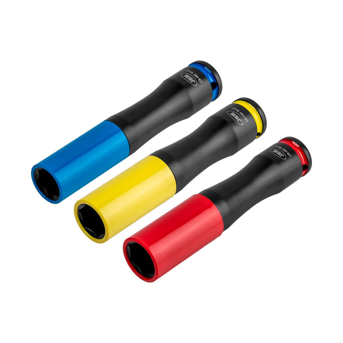 SET DE 3 VASOS DE IMPACTO 1/2" EXTRALARGOS ESPECIAL RUEDAS