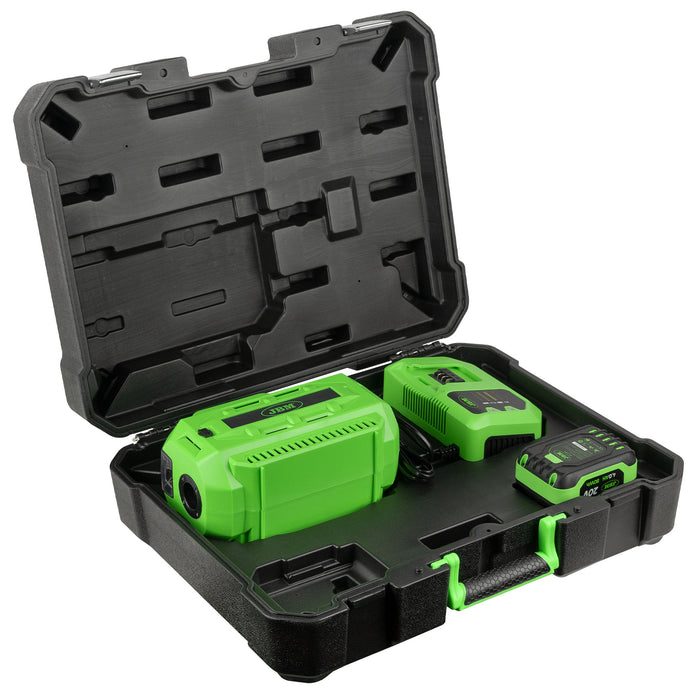 60003C COMPRESSEUR SANS FIL AVEC MALLETTE + 60001 ASPIRATEUR PORTABLE SANS FIL + 60035 + 52618