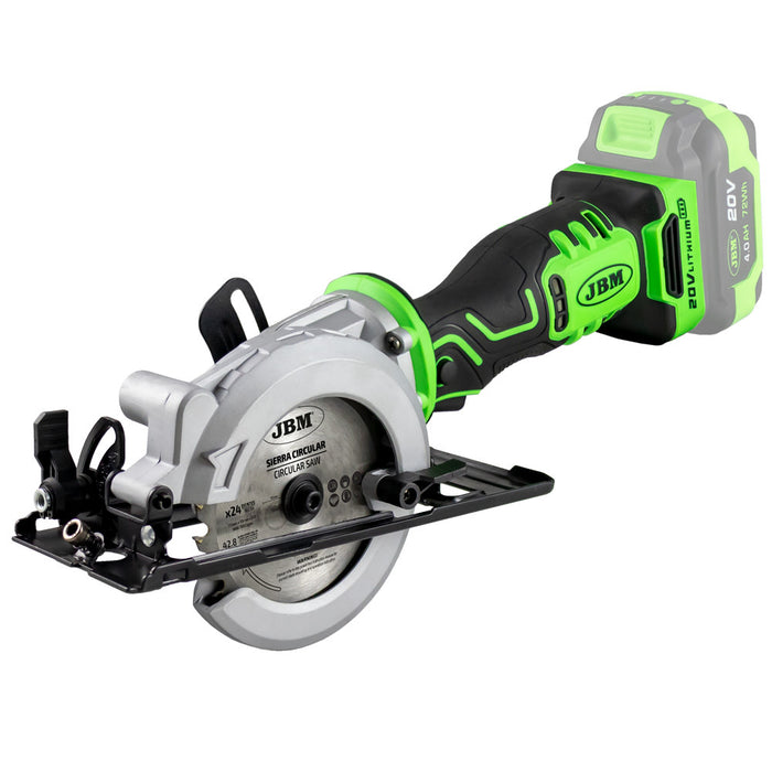 MINI SIERRA CIRCULAR A BATERÍA + 2 BATERIAS 4 AH + CARGADOR 20V + BOLSA DE HERRAMIENTAS