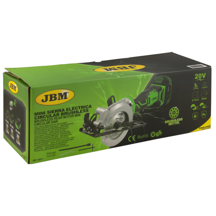 MINI SIERRA CIRCULAR A BATERÍA + 2 BATERIAS 4 AH + CARGADOR 20V + BOLSA DE HERRAMIENTAS