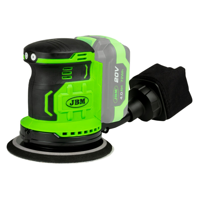 LIJADORA ORBITAL A BATERÍA + BATERIA 4AH + BATERIA 6AH + CARGADOR 20V + BOLSA DE HERRAMIENTAS