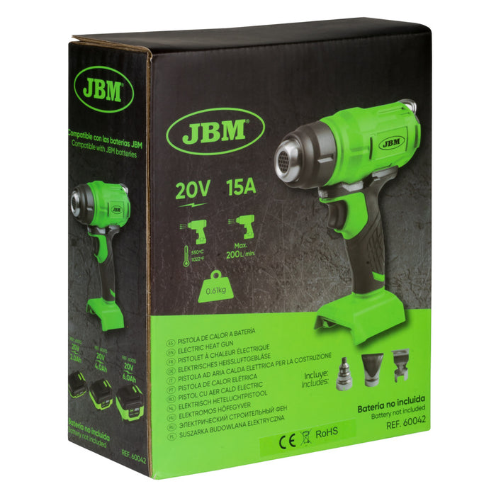 PROMO PISTOLA DE CALOR + BATERIA 6AH + CARGADOR 20V + BOLSA DE HERRAMIENTAS