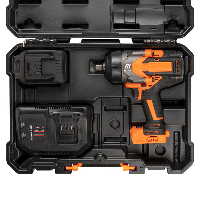 PISTOLA DE IMPACTO BRUSHLESS A BATERÍA 1/2" 1300NM CON MALETÍN - NARANJA