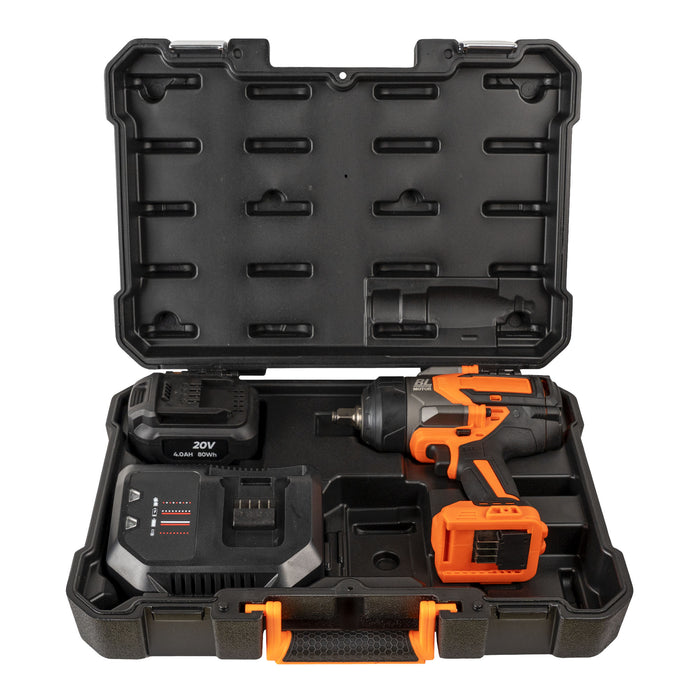 PISTOLA DE IMPACTO BRUSHLESS A BATERÍA 1/2" 1300NM CON MALETÍN - NARANJA