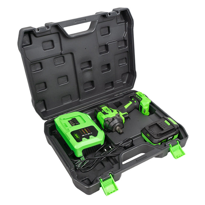 PISTOLA DE IMPACTO BRUSHLESS A BATERIA 1/2" 800NM CON MALETIN + BATERIA 4AH + BATERIA 6AH + CARGADOR 20V