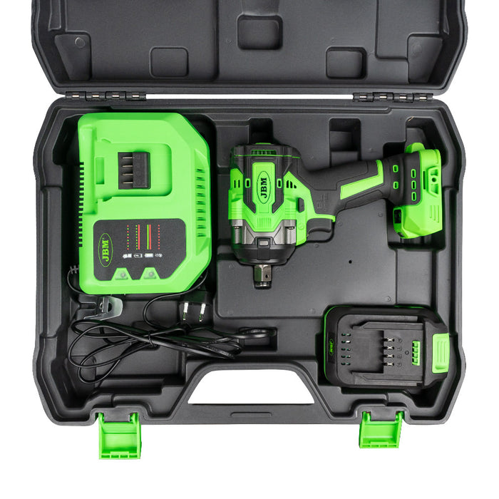 PISTOLA DE IMPACTO BRUSHLESS A BATERIA 1/2" 800NM CON MALETIN + BATERIA 4AH + BATERIA 6AH + CARGADOR 20V