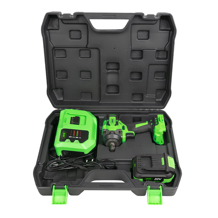 PISTOLA DE IMPACTO BRUSHLESS A BATERIA 1/2" 800NM CON MALETIN + BATERIA 4AH + BATERIA 6AH + CARGADOR 20V