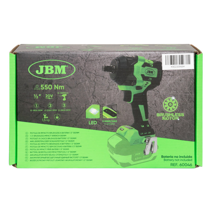 PISTOLA DE IMPACTO BRUSHLESS A BATERÍA 1/2" 800NM