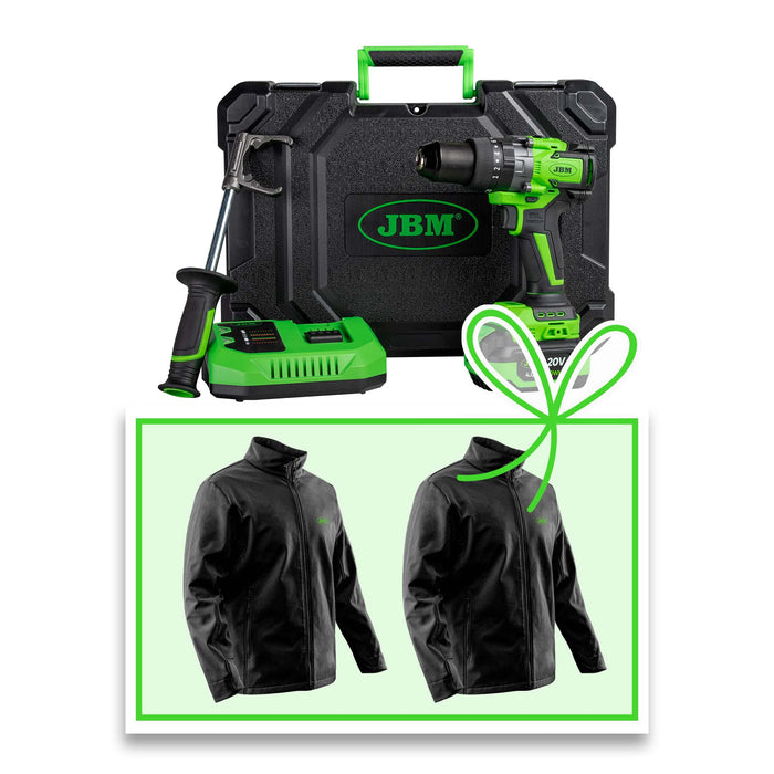 TALADRO PERCUTOR 2 VELOCIDADES A BATERÍA CON MALETÍN + CHAQUETA L