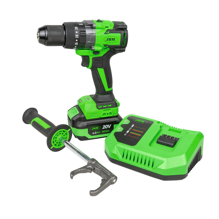 TALADRO PERCUTOR 2 VELOCIDADES A BATERÍA CON MALETIN + BATERIA 4AH + BATERIA 6AH + CARGADOR 20V