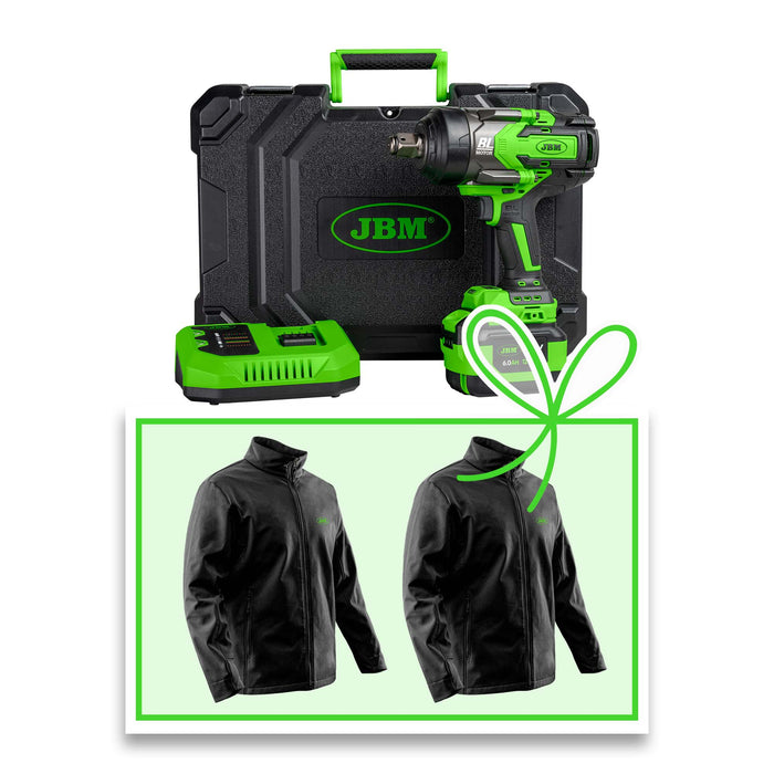 PISTOLA DE IMPACTO BRUSHLESS A BATERÍA 3/4" 1800NM CON MALETÍN + CHAQUETA S