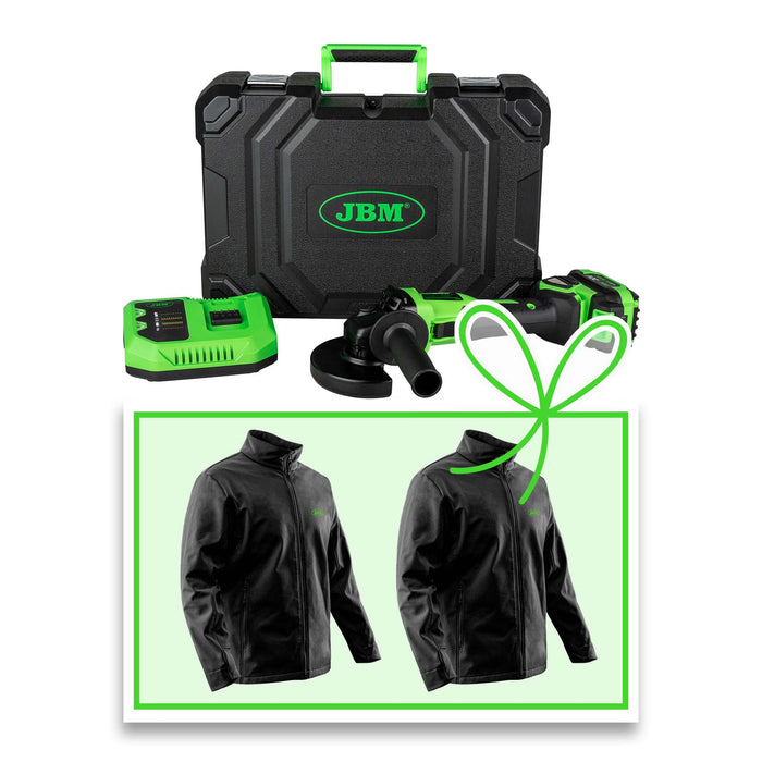 AMOLADORA ANGULAR BRUSHLESS 125MM CON MALETÍN + CHAQUETA 2XL