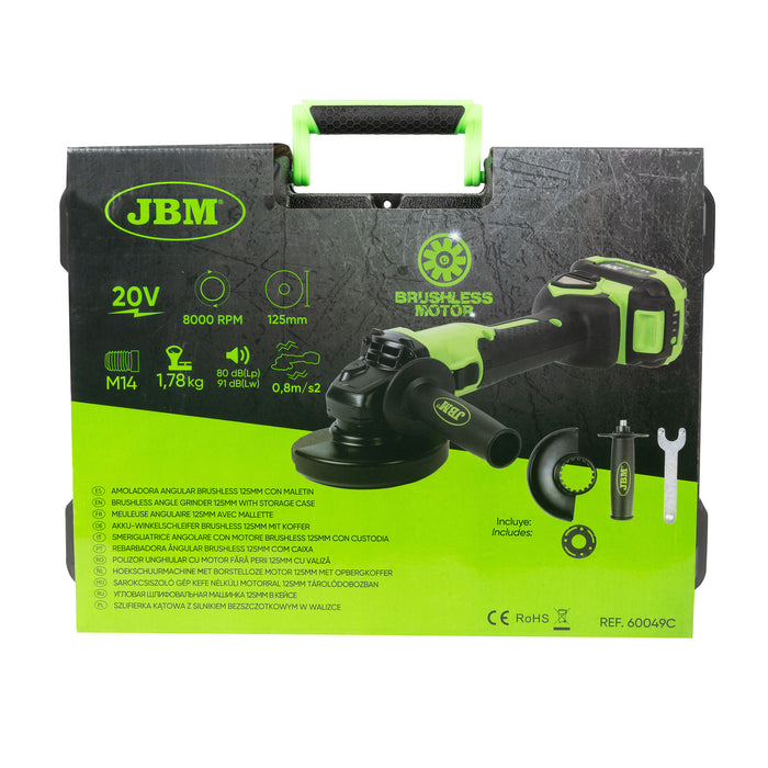 AMOLADORA ANGULAR BRUSHLESS 125MM CON MALETÍN