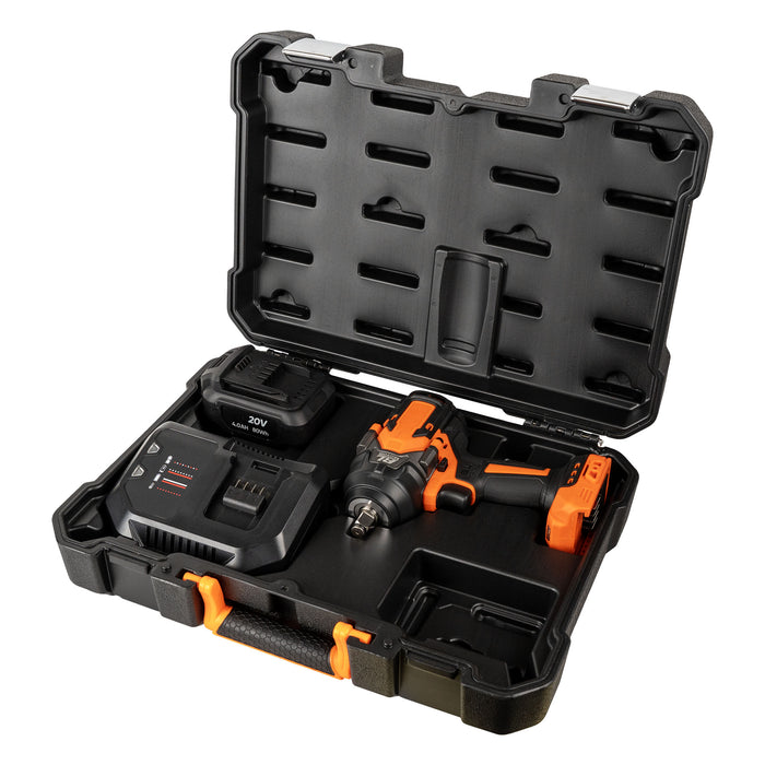 PISTOLA DE IMPACTO BRUSHLESS A BATERÍA 1/2" 1000NM CON MALETÍN - NARANJA