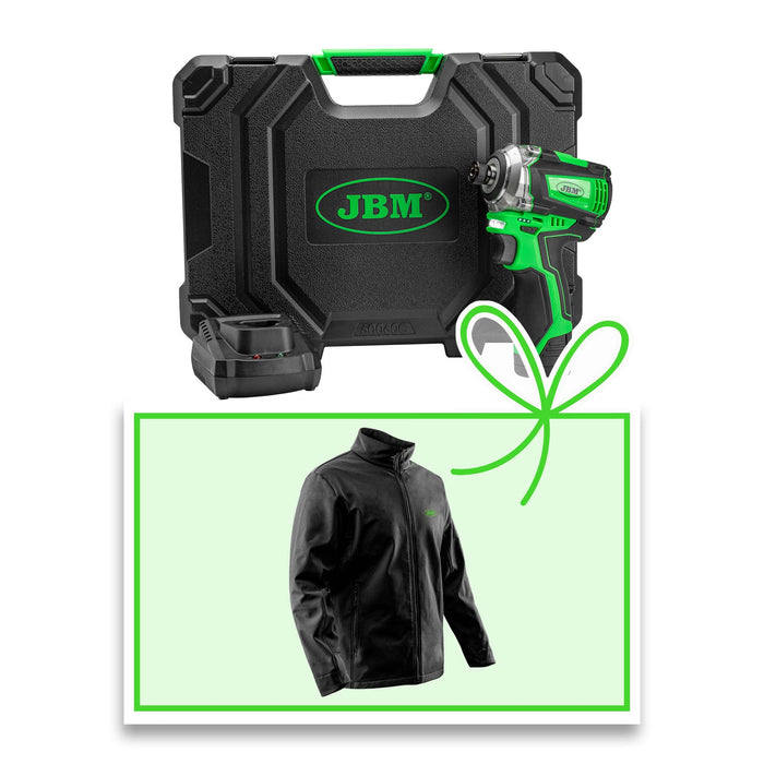 ATORNILLADOR DE IMPACTO BRUSHLESS A BATERÍA 1/4" 150NM CON MALETÍN + CHAQUETA 2XL