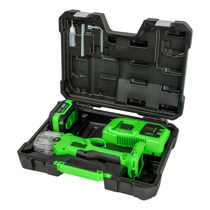 SÉCATEUR ÉLECTRIQUE À BATTERIE AVEC MALLETTE, BATTERIE ET CHARGEUR