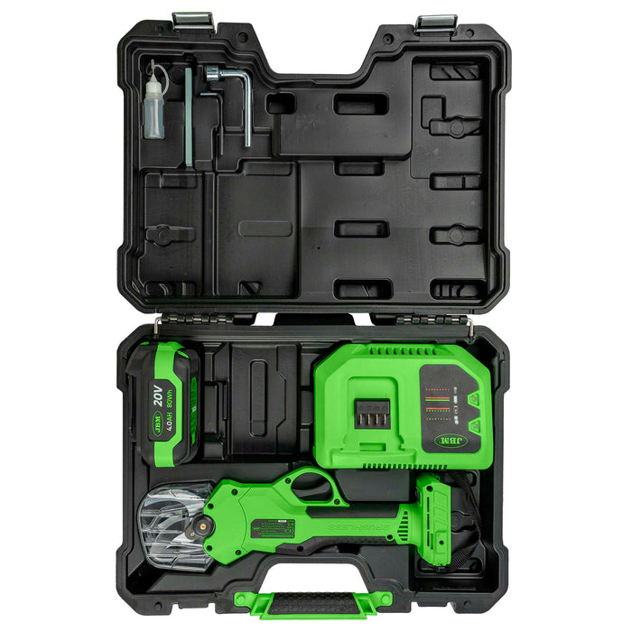 SÉCATEUR ÉLECTRIQUE À BATTERIE AVEC MALLETTE, BATTERIE ET CHARGEUR