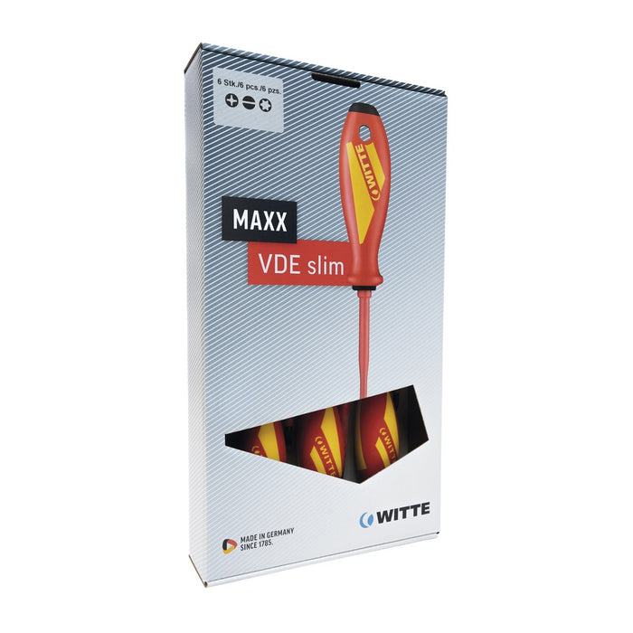 Witte Juego de 6 destornilladores aislados con varilla reducida MAXX VDE Slim (PL + PH)