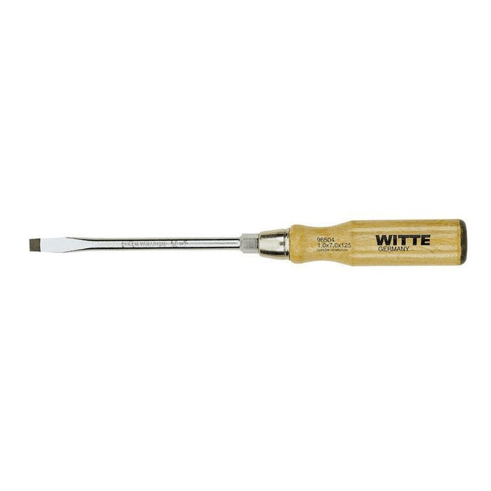 Witte Destornillador de punta plana negra con mango de madera (9x175)