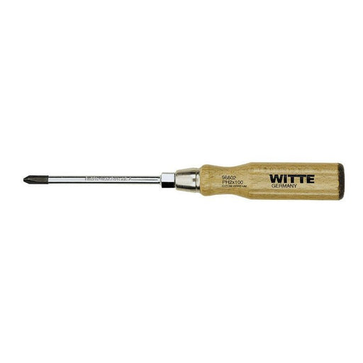 Witte Destornillador Phillips punta negra con mango de madera (PH2x100)