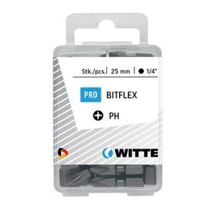 Witte 25 Puntas en cajita de plástico largo 25 mm (PH 2 BITFLEX)
