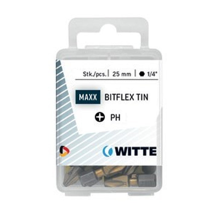 Witte 15 Puntas en cajita de plástico largo 25 mm (PH 2 BITFLEX TIN)
