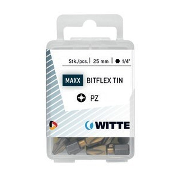Witte 5 Puntas en cajita de plástico largo 25 mm (PZ 2 BITFLEX TIN)