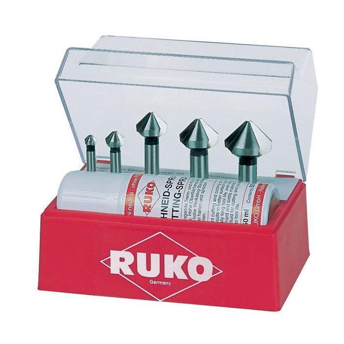 Ruko Juego de 5 avellanadores cónicos DIN 335 forma C HSS-TiN 90°