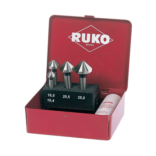 Ruko Juego 4 avellanadores cónicos HSS-TiN 90° DIN 335 forma C (10,4-16,5-20,5-25mm)