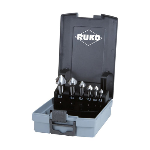 Ruko Juego de 6 avellanadores cónicos DIN 335 tipo C 90° HSSE-Co 5 en estuche de plástico