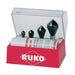 Ruko Juego de 4 avellanadores-desbarbadores HSS-Co 5 + spray de corte 50 ml