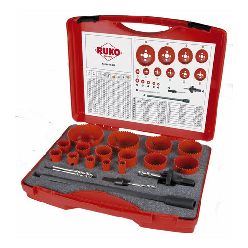 Ruko Juego de 19 coronas perforadoras HSS bimetal tipo Premium