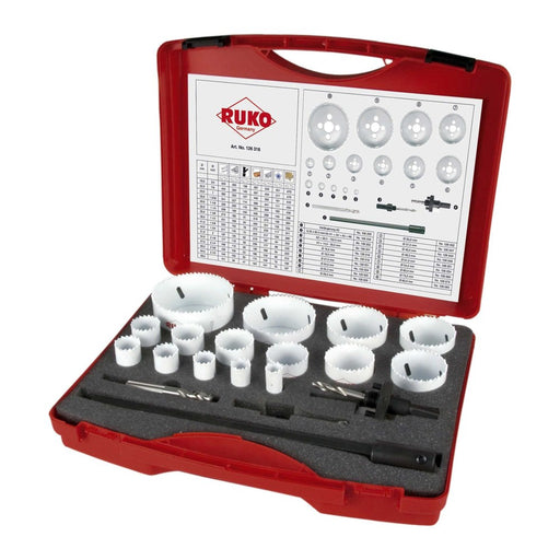 Ruko Juego de 19 coronas perforadoras HSS-Co 8 tipo Premium