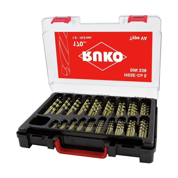 Ruko Juego de 170 brocas DIN 338 Tipo VA HSS-Co 5 (estuche plástico)