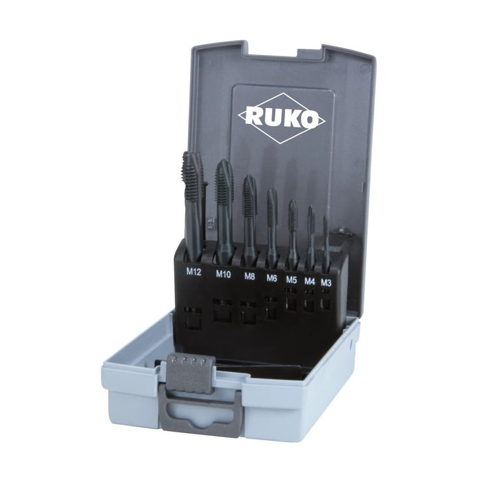 Ruko Juego 7 machos roscar a máquina M DIN 371 / 376 HSS-Co VAP para inox Tipo B (estuche plástico)