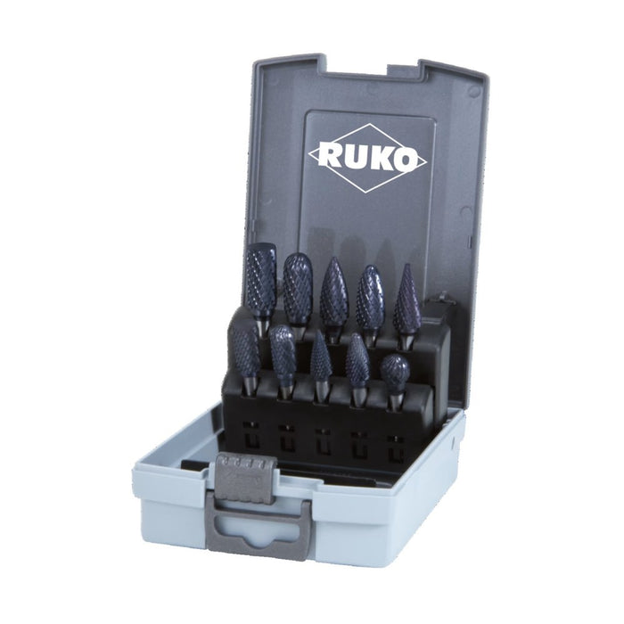 Ruko Juego 10 fresas metal duro TiCN