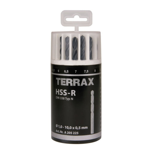 Terrax Juego de 19 brocas DIN 338 tipo N HSS laminadas