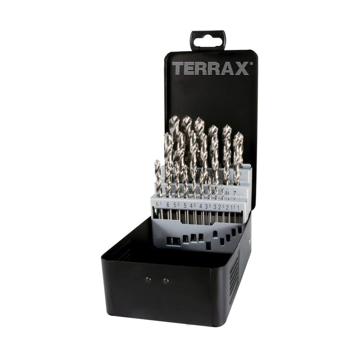 Terrax Juegos de 19 brocas DIN 338 tipo N HSS rectificadas