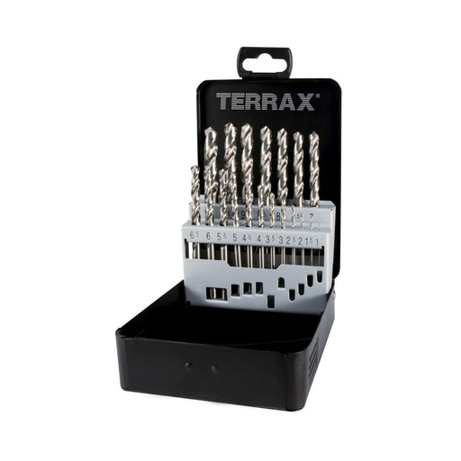 Terrax Juegos de 25 brocas DIN 338 tipo N HSS rectificadas