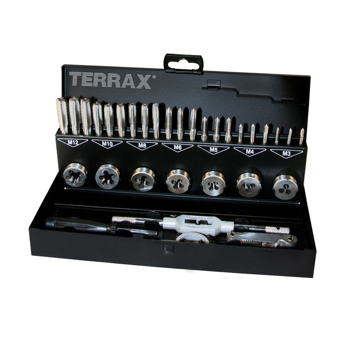 Terrax Juego herramientas de roscar 31 piezas en estuche metálico