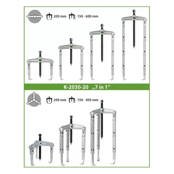 Kukko Juego de extractores de rodamientos universales de 2 y 3 patas (200 x 150-600 mm)
