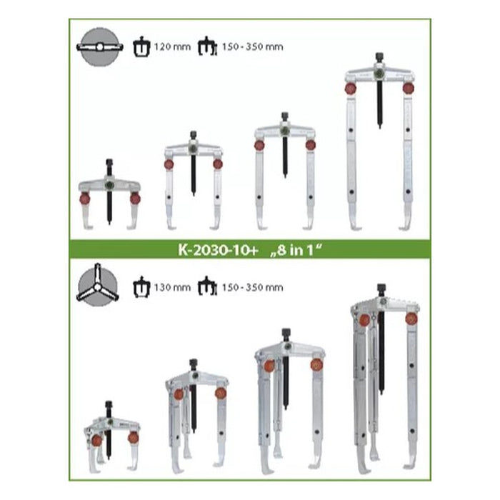 Kukko Juego de extractor de rodamientos universales de 2 y 3 patas con ajuste rápido (120-130 x 100-350 mm)