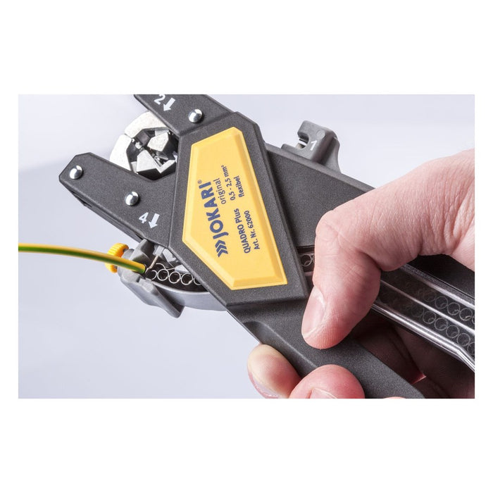 Jokari Herramienta de corte, pelado, torsión y crimpación de cables QUADRO Plus (0,5-2,5 mm²)