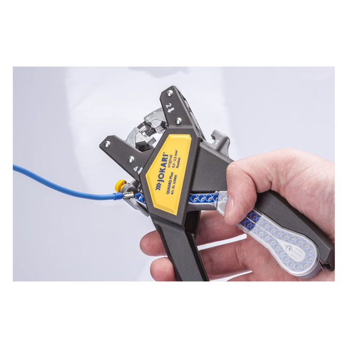 Jokari Herramienta de corte, pelado, torsión y crimpación de cables QUADRO Plus (0,5-2,5 mm²)