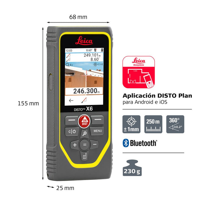 Leica Geosystems Medidor láser Disto X6 de 250 m con cámara