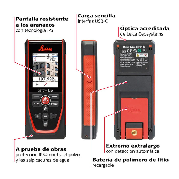Leica Geosystems Medidor láser DISTO D5 de 200 m con cámara